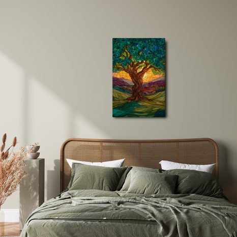 OBRAZ ZÁPAD SLUNCE ZA STROMEM - OBRAZY STROMY ŽIVOTA - OBRAZY