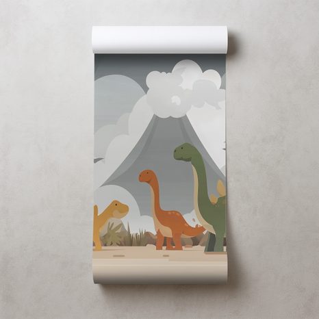 TAPETA BAREVNÍ DINOSAUŘI V KRAJINĚ - DĚTSKÉ TAPETY - TAPETY