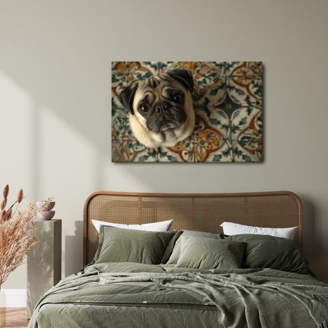 OBRAZ ROZTOMILÝ MOPS NA DLAŽBĚ - OBRAZY PSI - OBRAZY