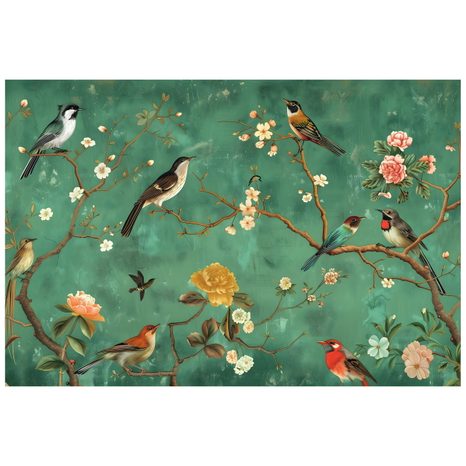 TAPETA VINTAGE PTÁCI NA VĚTVÍCH - TAPETY PTÁCI - TAPETY