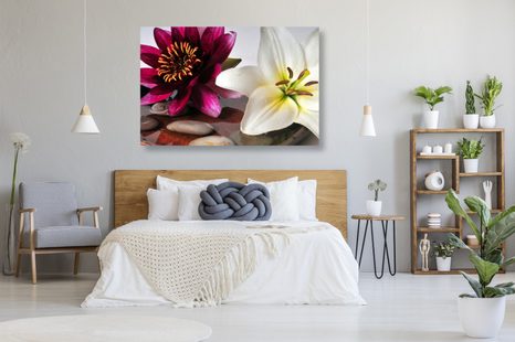 OBRAZ KVETY V MISKE SO ZEN KAMEŇMI - OBRAZY KVETOV - OBRAZY