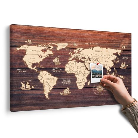 OBRAZ NA KORKU MAPA NA DREWNIE - OBRAZY NA KORKU - OBRAZY