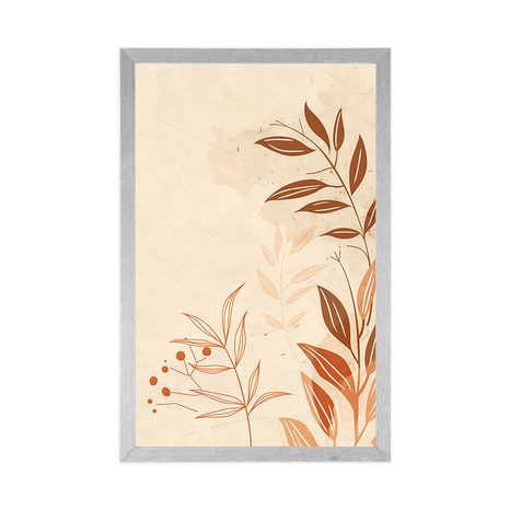 POSTER MINIMALISTISCHE BLÄTTER PEACH FUZZ - BÄUME UND LAUB - POSTER