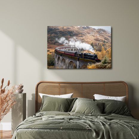 QUADRO SU TELA – TRENO A VAPORE STORICO - QUADRI CAMPI E PRATI - STAMPE E QUADRI