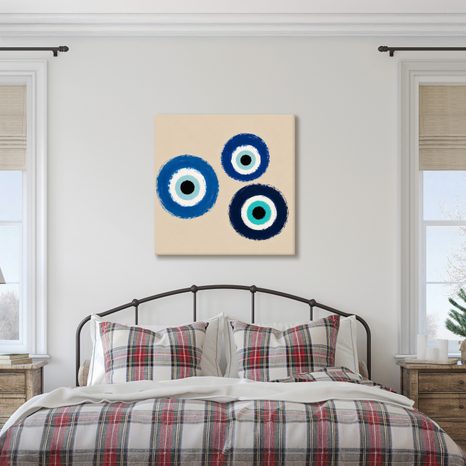 TABLEAU SUR TOILE – TROIS YEUX BLEUS D’HARMONIE - TABLEAUX PAR THÈME - TABLEAUX