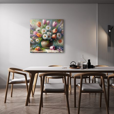 OBRAZ BAREVNÉ KVĚTINY VE VÁZE - OBRAZY KVĚTŮ - OBRAZY