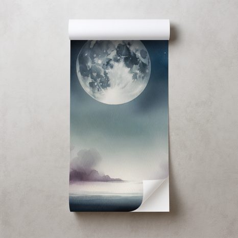 FOTOTAPETA NOČNÍ OBLOHA S MĚSÍCEM A MRAKY - TAPETY VESMÍR A HVĚZDY - TAPETY