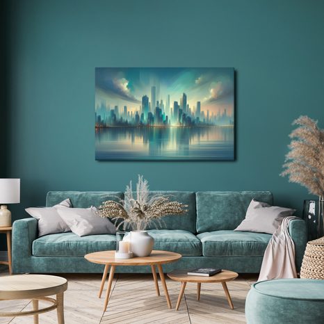 OBRAZ SILUETA MRAKODRAPŮ V PODVEČER - OBRAZY MĚSTA - OBRAZY