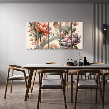 5-DÍLNÝ OBRAZ UMĚLECKÉ KŘIVKY A KVĚTY - PICTURES FLOWERS - PICTURES