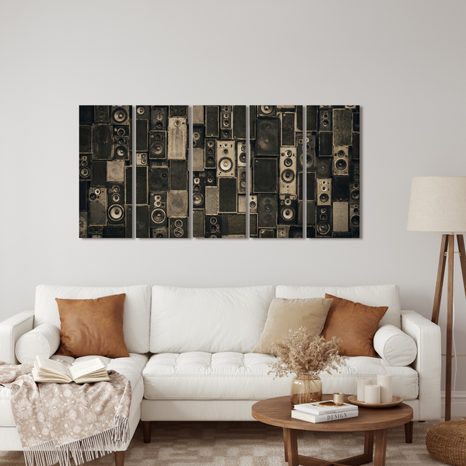 5-TEILIGES WANDBILD VINTAGE LAUTSPRECHER - MUSIKBILDER - BILDER