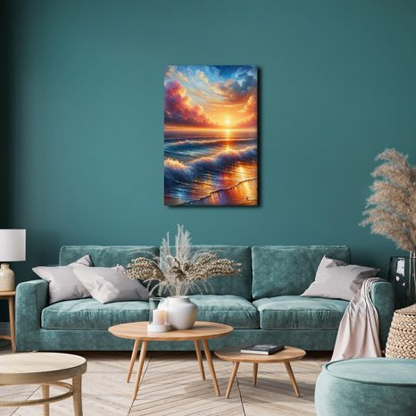 OBRAZ MOŘSKÉ VLNY A SLUNCE - OBRAZY VÝCHOD A ZÁPAD SLUNCE - OBRAZY
