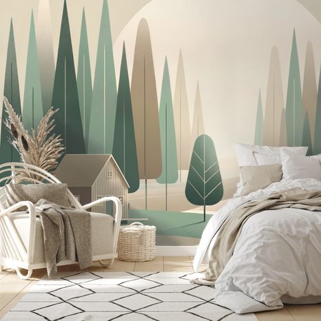 TAPETA MINIMALISTICKÁ LESNÍ KRAJINA - TAPETY LES - TAPETY