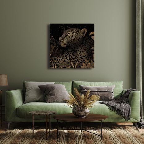 WANDBILD GEHEIMNISVOLLER BLICK DES LEOPARDEN - BILDER VON LÖWEN UND TIGERN - BILDER