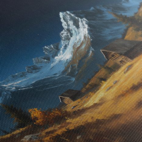 OBRAZ ZIMNÍ POHÁDKA HORSKÁ CHATA - BAREVNÉ DOMY - OBRAZY