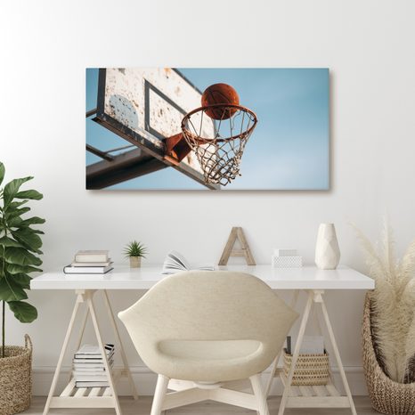 OBRAZ MÍČ V BASKETBALOVÉM KOŠI - OBRAZY MĚSTA - OBRAZY