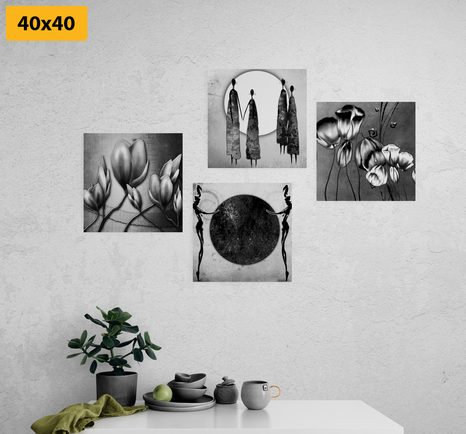 SET OBRAZOV V ČIERNOBIELOM ETNO PREVEDENÍ - ZOSTAVY OBRAZOV - OBRAZY