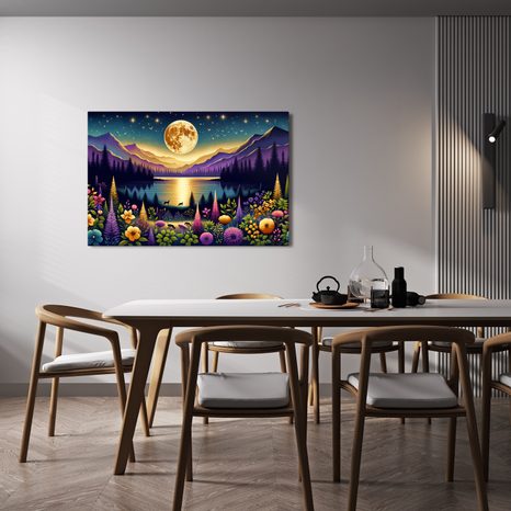 KÉP ROMANTIKUS TÁJ TELIHOLDDAL - TERMÉSZET- ÉS TÁJKÉPEK - KÉPEK