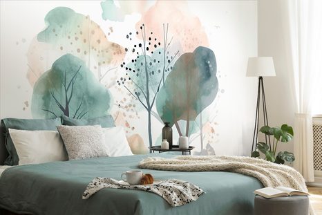 TAPETA JEMNÝ MALOVANÝ LES - TAPETY S IMITACÍ MALEB - TAPETY