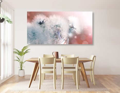 КАРТИНА НА ПЛАТНО – ГЛУХАРЧЕ С АБСТРАКТНИ ЕЛЕМЕНТИ - КАРТИНИ С ЦВЕТЯ - КАРТИНИ