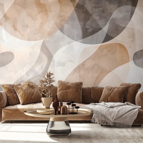TAPET AUTOADEZIV FORME ABSTRACTE BEJ ȘI GRI - TAPET ABSTRACT - TAPETURI