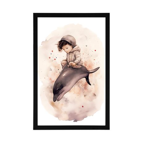 POSTER – BAMBINO SOGNANTE CON DELFINO - ANIMALI DA SOGNO - POSTER