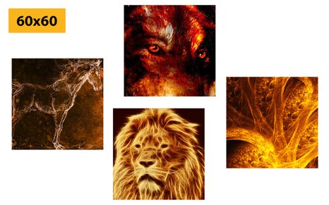 SET DI QUADRI – ANIMALI ASTRATTI - COLLEZIONI DI QUADRI - STAMPE E QUADRI