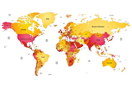 CARTA DA PARATI – MAPPA DEL MONDO A COLORI - CARTA DA PARATI MAPPE - CARTA DA PARATI