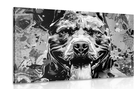 CANVAS PRINT ILLUSTRATION OF A DOG IN BLACK AND WHITE - BLACK AND WHITE PICTURES - PICTURES