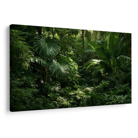 TABLEAU SUR TOILE – JUNGLE TROPICALE VERDOYANTE - TABLEAUX ARBRES ET FEUILLES - TABLEAUX