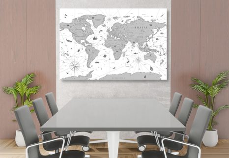OBRAZ ČERNOBÍLÁ MAPA - OBRAZY MAPY - OBRAZY