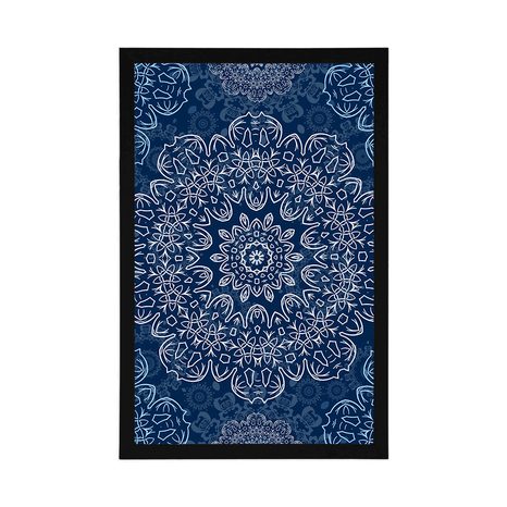 PLAKÁT MODRÁ MANDALA S ABSTRAKTNÍM VZOREM - FENG SHUI - PLAKÁTY
