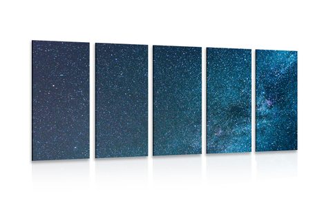 QUADRO IN 5 PARTI VIA LATTEA - QUADRI DELLO SPAZIO E DELLE STELLE - QUADRI