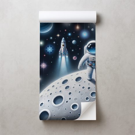 SAMOLEPÍCÍ TAPETA DĚTSKÝ VESMÍR S ASTRONAUTY - DĚTSKÉ TAPETY - TAPETY
