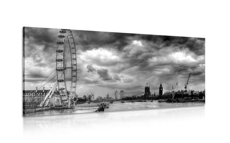 CANVAS PRINT UNIQUE LONDON AND THE RIVER THAMES IN BLACK AND WHITE - BLACK AND WHITE PICTURES - PICTURES