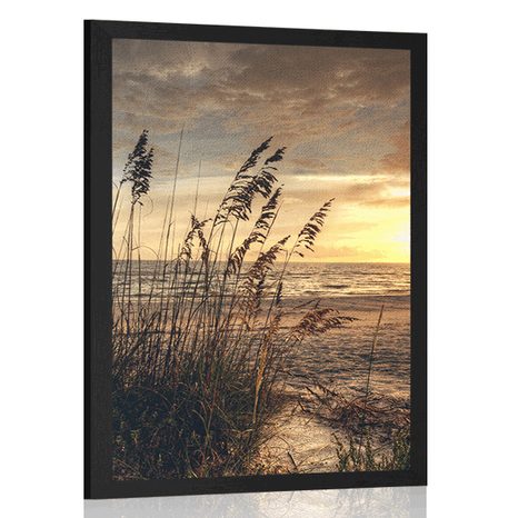 AFFICHE COUCHER DE SOLEIL SUR LA PLAGE - NATURE - AFFICHES