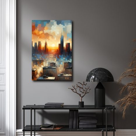 OBRAZ ZÁPAD SLUNCE NAD MĚSTEM - OBRAZY MĚSTA - OBRAZY