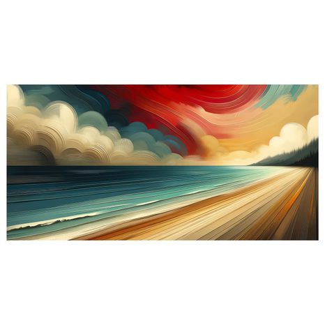 OBRAZ ČERVENÉ NEBE NAD POBŘEŽÍM - OBRAZY MOŘE A PLÁŽ - OBRAZY