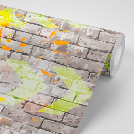 CARTA DA PARATI AUTOADESIVA – PALLA DA CALCIO SU MURO DI MATTONI - CARTA DA PARATI AUTOADESIVE - CARTA DA PARATI