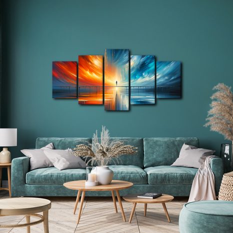 5-DÍLNÝ OBRAZ SILUETA UPROSTŘED ŽIVLŮ - ABSTRAKTNÍ OBRAZY - OBRAZY