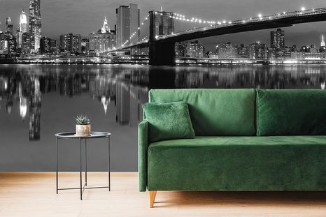 FOTOTAPETA ČERNOBÍLÝ MOST V MANHATTANU - TAPETY MĚSTA - TAPETY