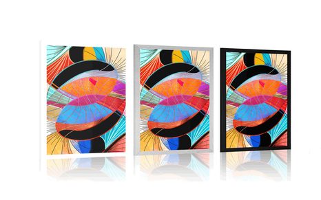 POSTER MEHRFARBIGE ABSTRAKTION - ABSTRAKT UND GEMUSTERT - POSTER