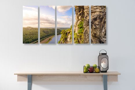 5-RÉSZES KÉP KILÁTÁS AZ ELBA FOLYÓRA - TERMÉSZET- ÉS TÁJKÉPEK - KÉPEK