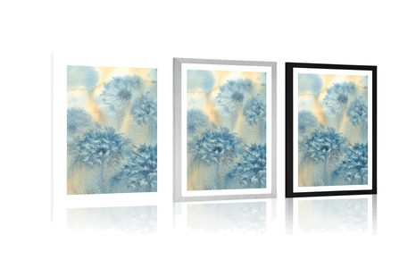 PLAKAT S PASPARTUOM PLAVI MASLAČAK U AKVARELNOM DIZAJNU - CVIJEĆE - PLAKATI