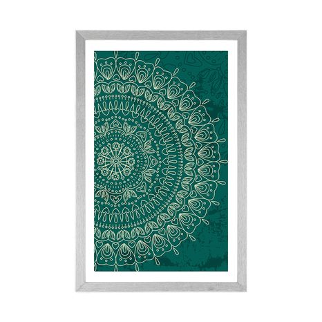 PLAKÁT S PASPARTOU RUČNĚ KRESLENÁ MANDALA - FENG SHUI - PLAKÁTY