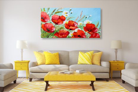 CANVAS SCHILDERIJ RODE KLAPROZEN IN HET VELD - SCHILDERIJEN - MEGA UITVERKOOP TOT 70% 🔥