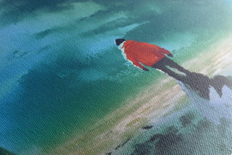 WANDBILD MANN AUF DEM GIPFEL EINES BERGES - BILDER VON MENSCHEN - BILDER