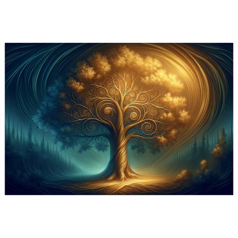 WANDBILD MAGISCHER LEBENSBAUM BEI NACHT - BILDER BÄUME DES LEBENS - BILDER