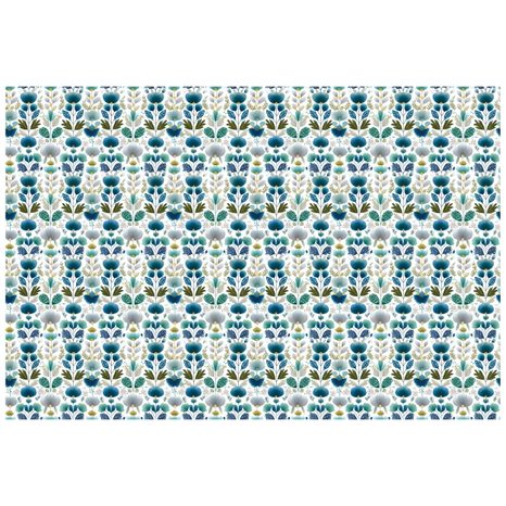 SAMOLJEPLJIVA TAPETA PLAVI CVJETOVI NA BIJELOJ POZADINI - TAPETE S UZORKOM - TAPETE