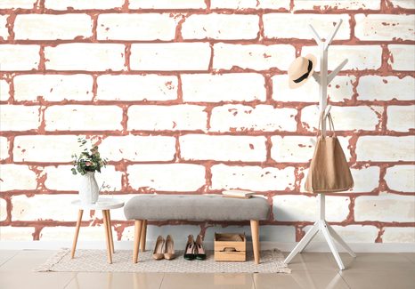 CARTA DA PARATI – MATTONE STREET ART DIPINTO - CARTA DA PARATI IMITAZIONE DI MATTONI, PIETRA E CEMENTO - CARTA DA PARATI