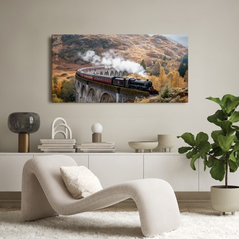 QUADRO SU TELA – FASCINO DEL VIAGGIO A VAPORE - QUADRI CAMPI E PRATI - STAMPE E QUADRI